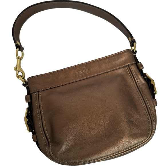 Coach Leather Bag Metallic Bronze Color Shoulder Handbag Mini 9x6 G0882-41864 - Picture 2 of 10